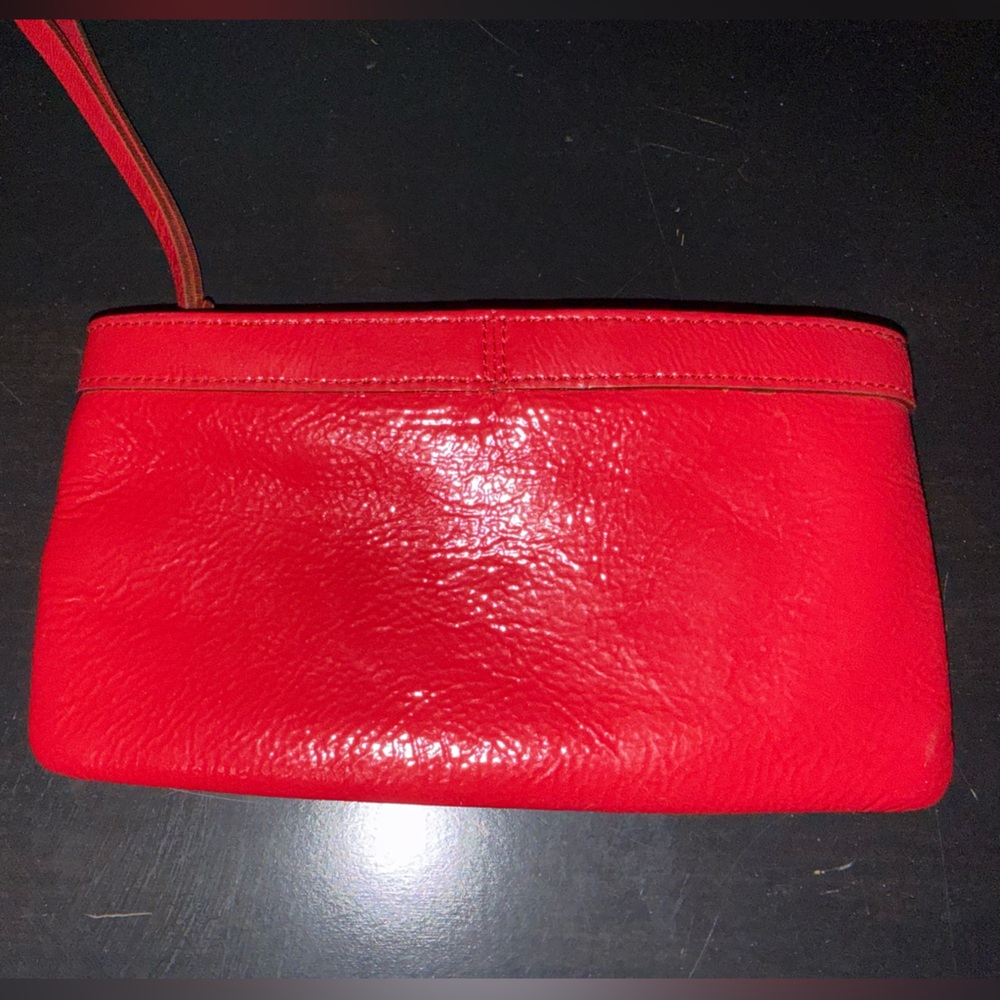 kate spade Red Leather Wristlet Clutch with Gold Plaque - Picture 3 of 4